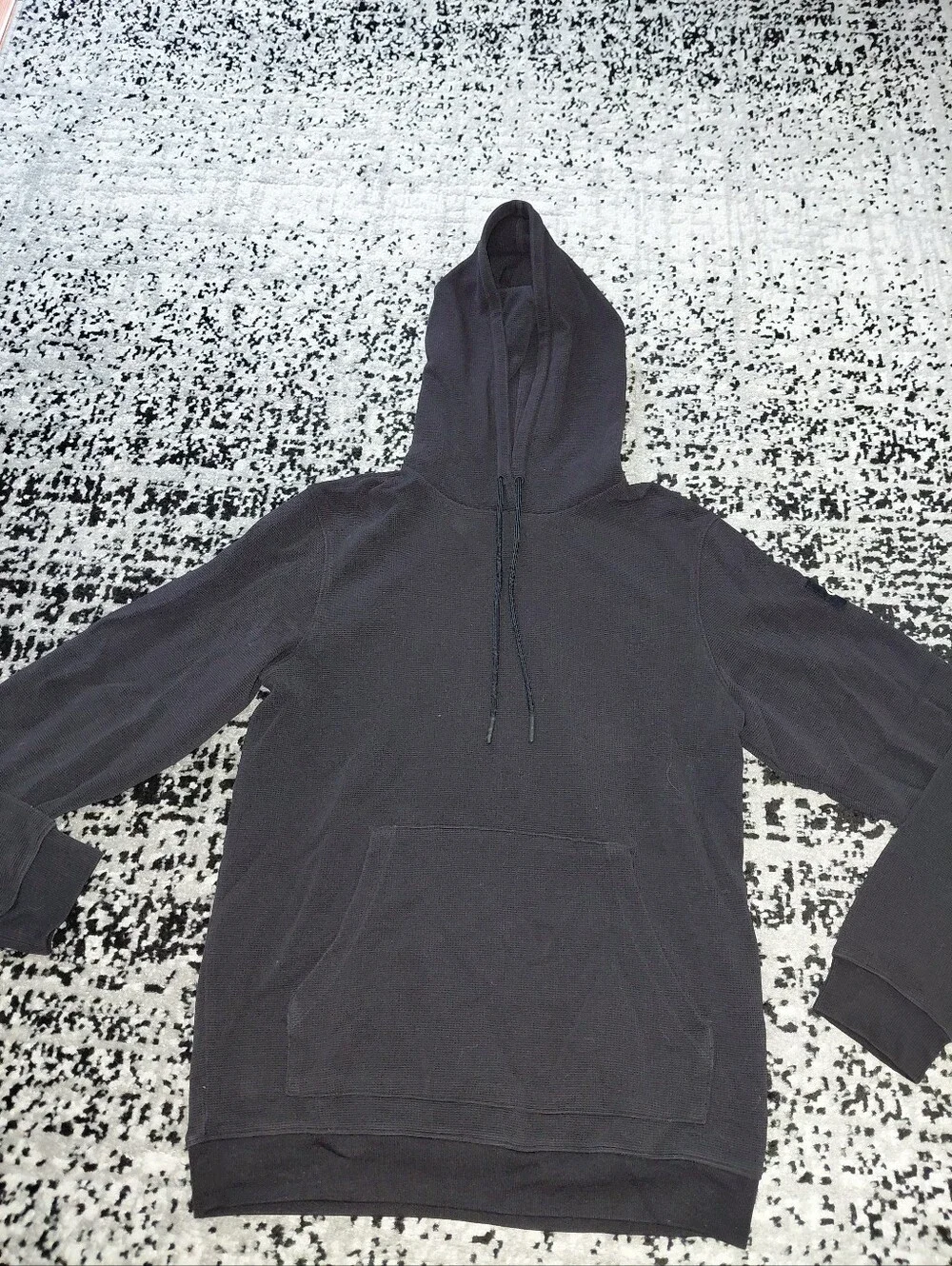Alo Black Waffle Knit Pullover Hoodie Medium? Minimalist Athleisure CC